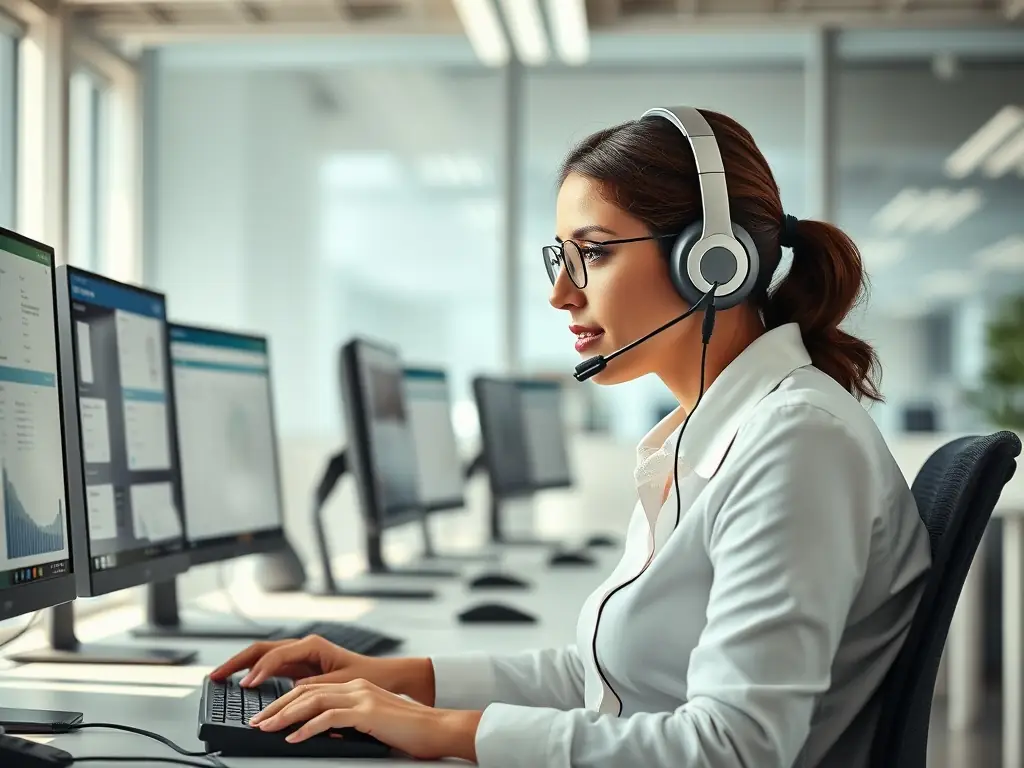 A customer service representative providing a quote over the phone with a vehicle in the background, showcasing the Instant Quotes service.